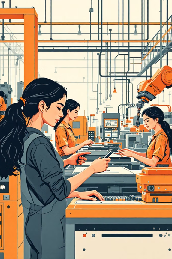 Women engineers training on CNC machines in India